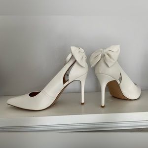 White Strap Bow Heels